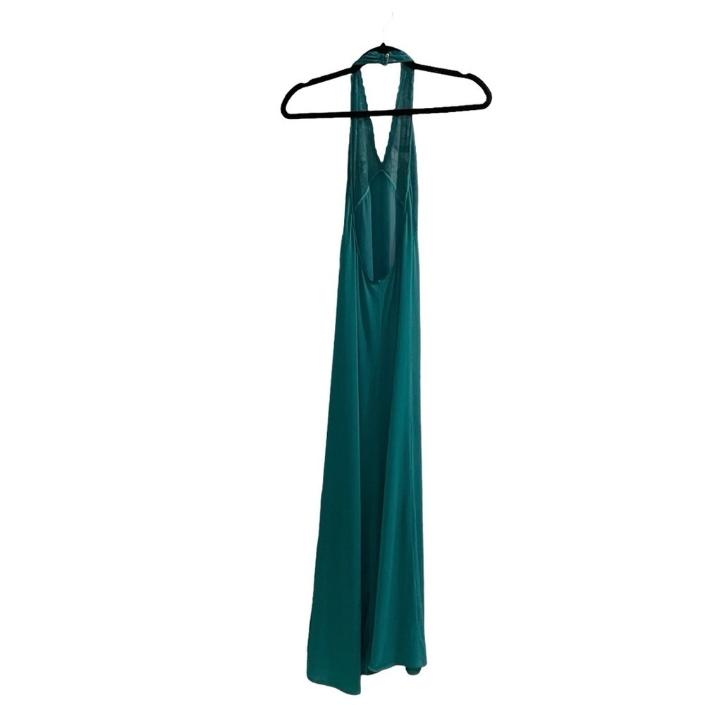 Vintage Halter Lace Long Semi-Sheer Long Nightgown Green XS - Picture 7 of 9